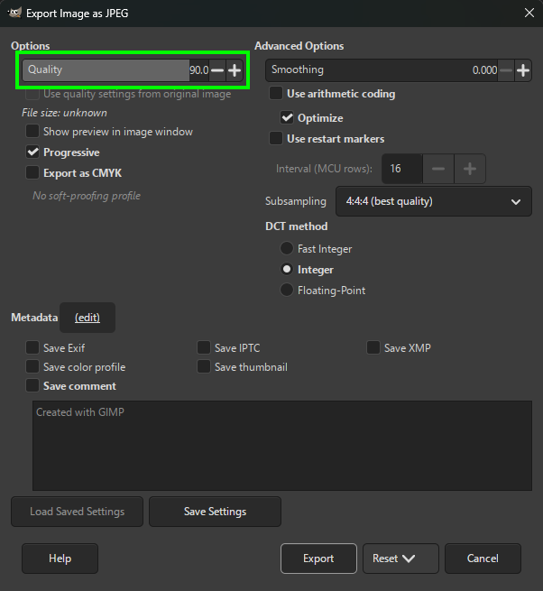 Export as JPG
