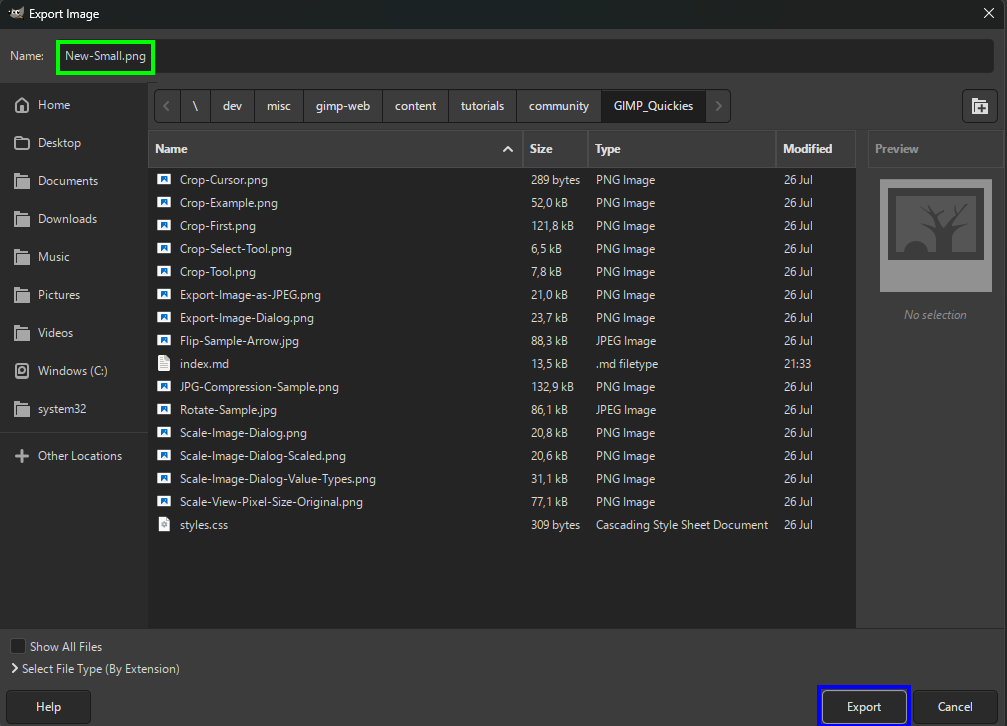 Export Image Dialog