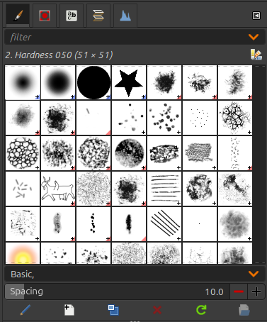 Dialog filled with brushes over white background